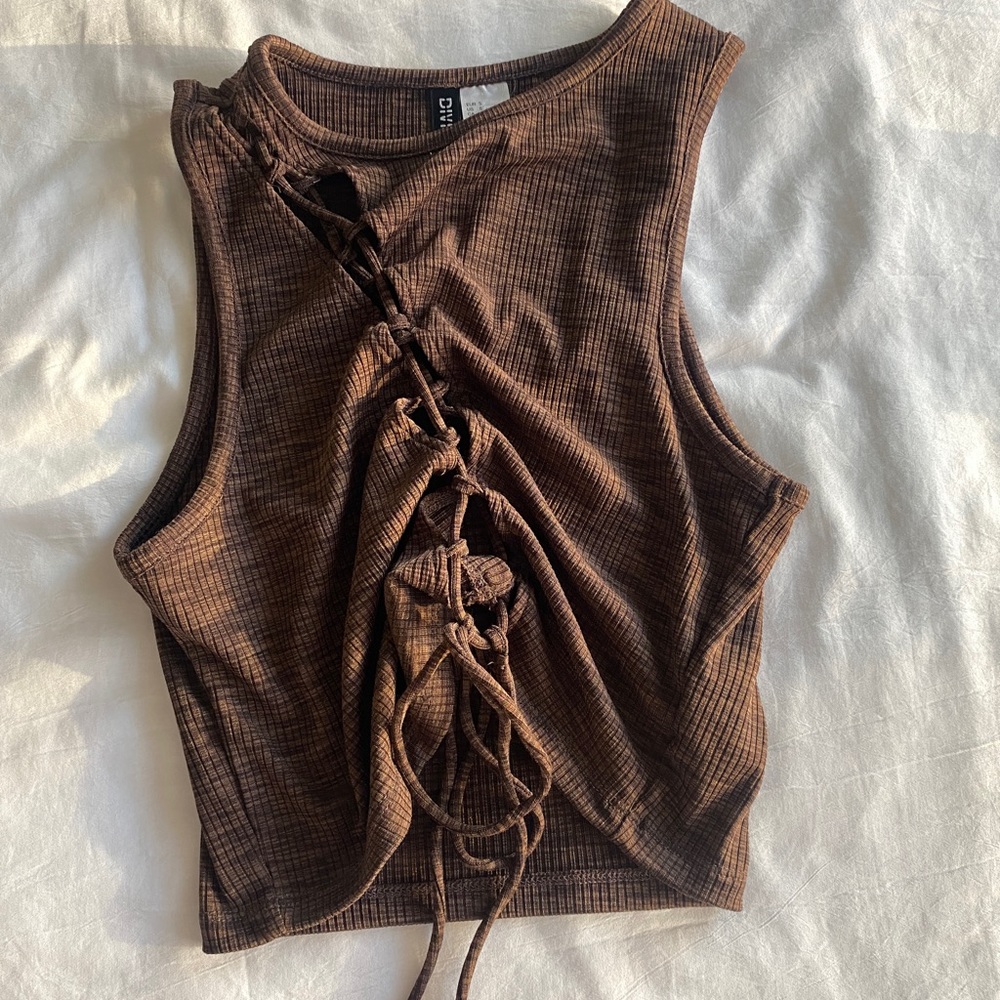 H&M Adjustable Brown Criss Cross Tank